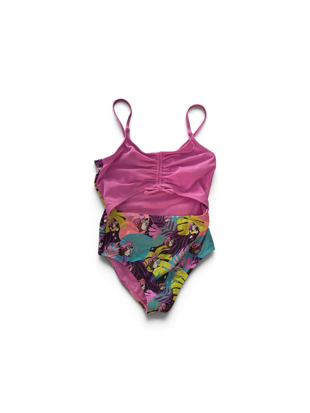 Girls' Buc ee’s Pink Tropical Print One-Piece Swimsuit